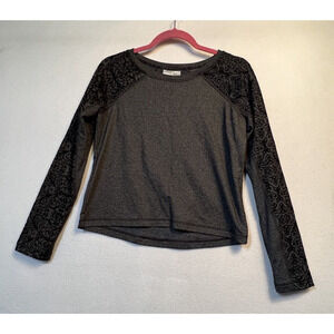 Calia Black Velvet Accent Pullover YOGA Workout Top Limited Edition Size XS Gray